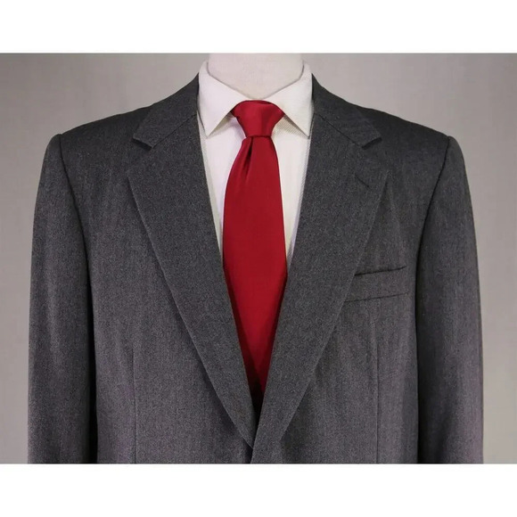 Albert Lam Bespoke Master Tailor Gray Herringbone Flannel Wool 2-Btn Suit 42R - Picture 3 of 9